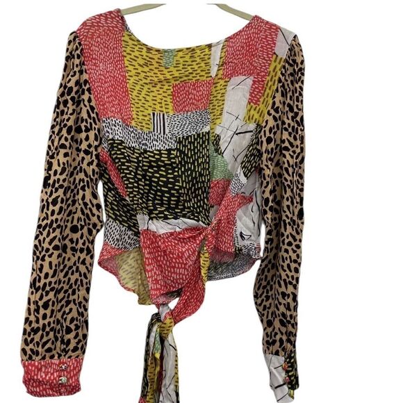 Anthropologie Bl-nk Leopard Patchwork Blouse S - Picture 5 of 9